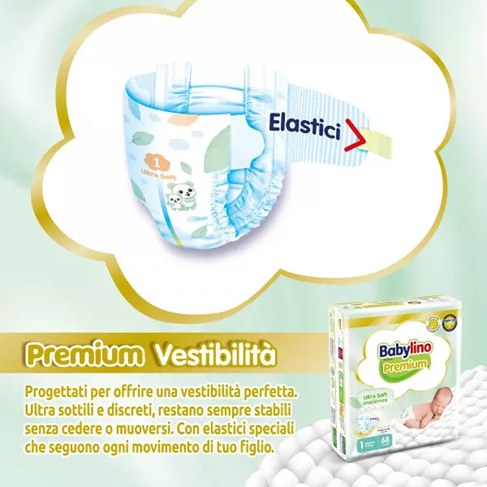 Babylino Premium Pannolini 1 Newborn 2-5 kg 68 Pezzi