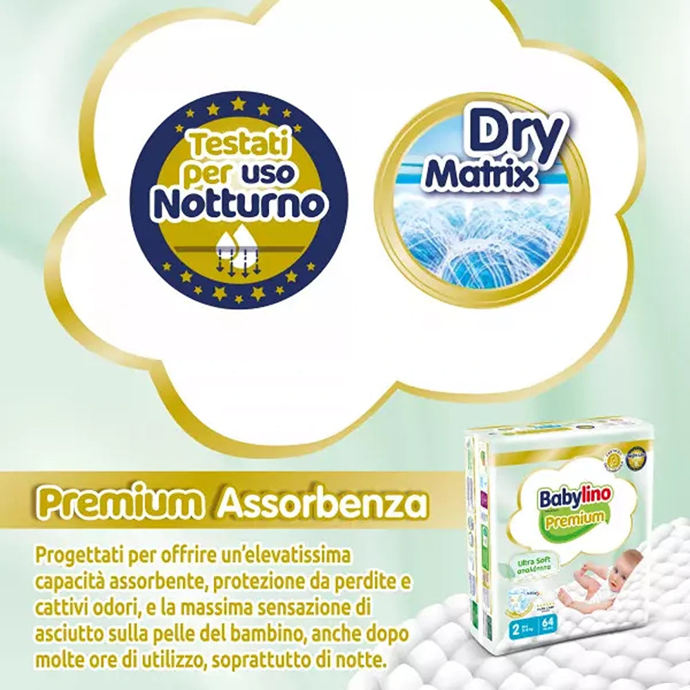 Babylino Premium Pannolini 2 Mini 3-6 kg 64 Pezzi