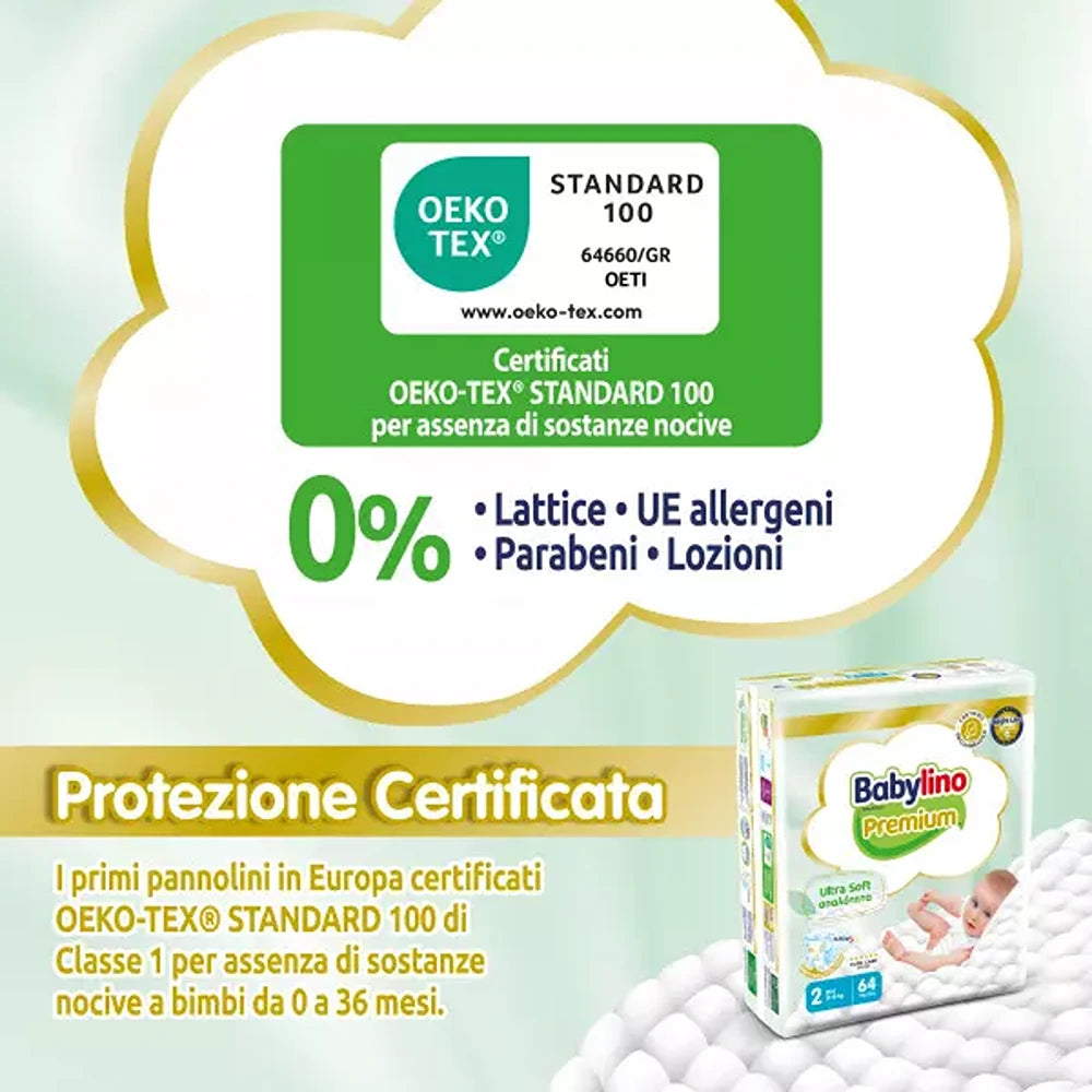 Babylino Premium Pannolini 2 Mini 3-6 kg 64 Pezzi