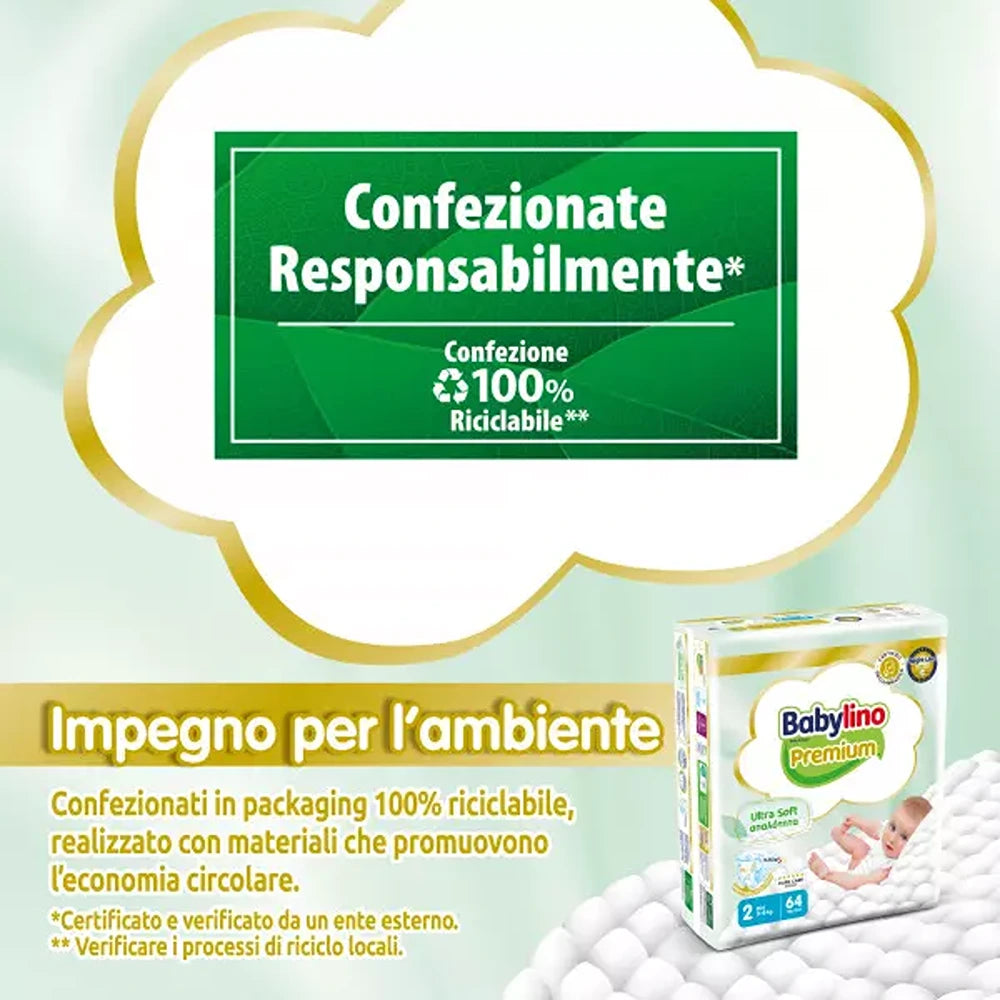 Babylino Premium Pannolini 2 Mini 3-6 kg 64 Pezzi