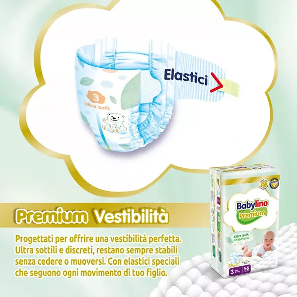 Babylino Premium Pannolini 3 Midi 4-9 kg 56 Pezzi