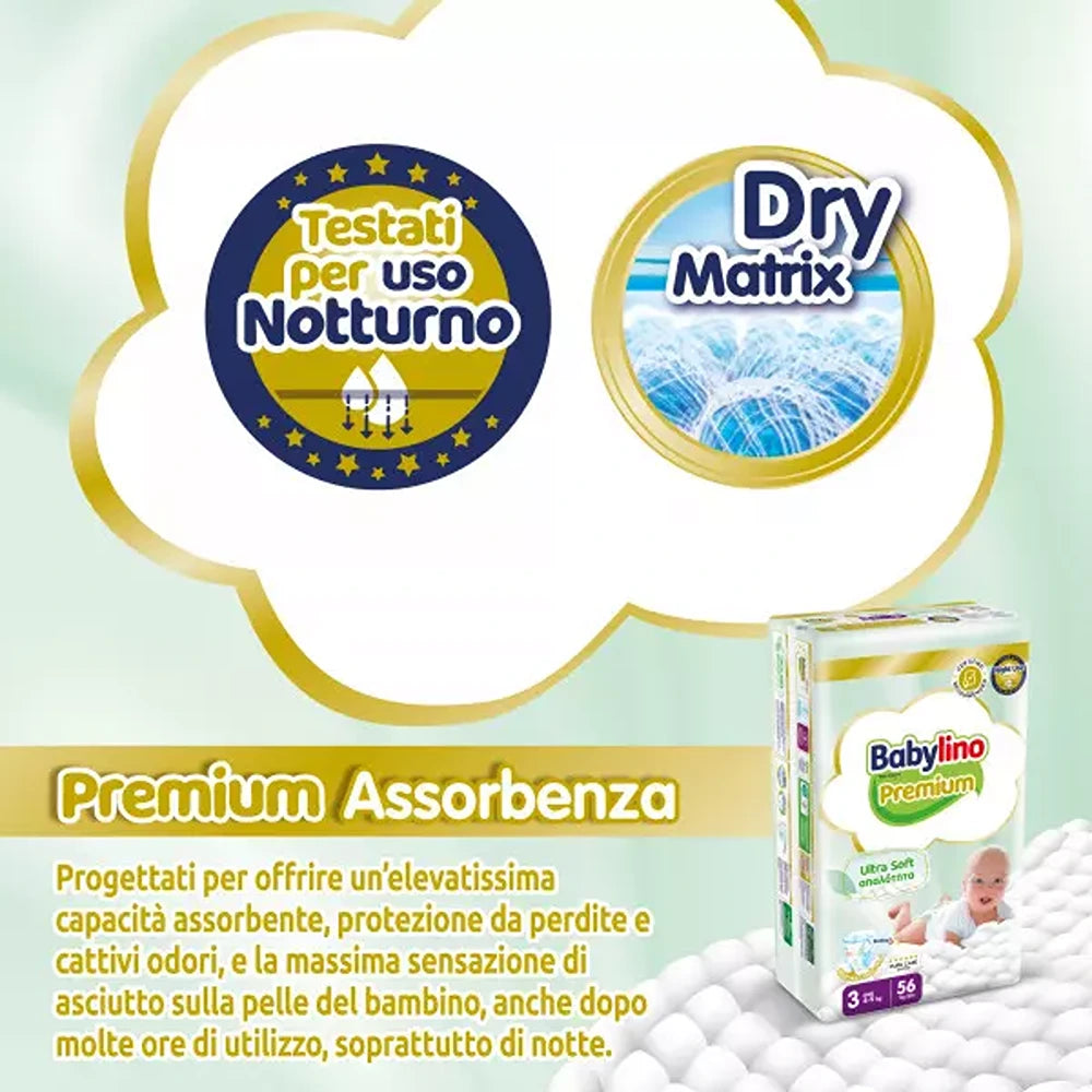 Babylino Premium Pannolini 3 Midi 4-9 kg 56 Pezzi