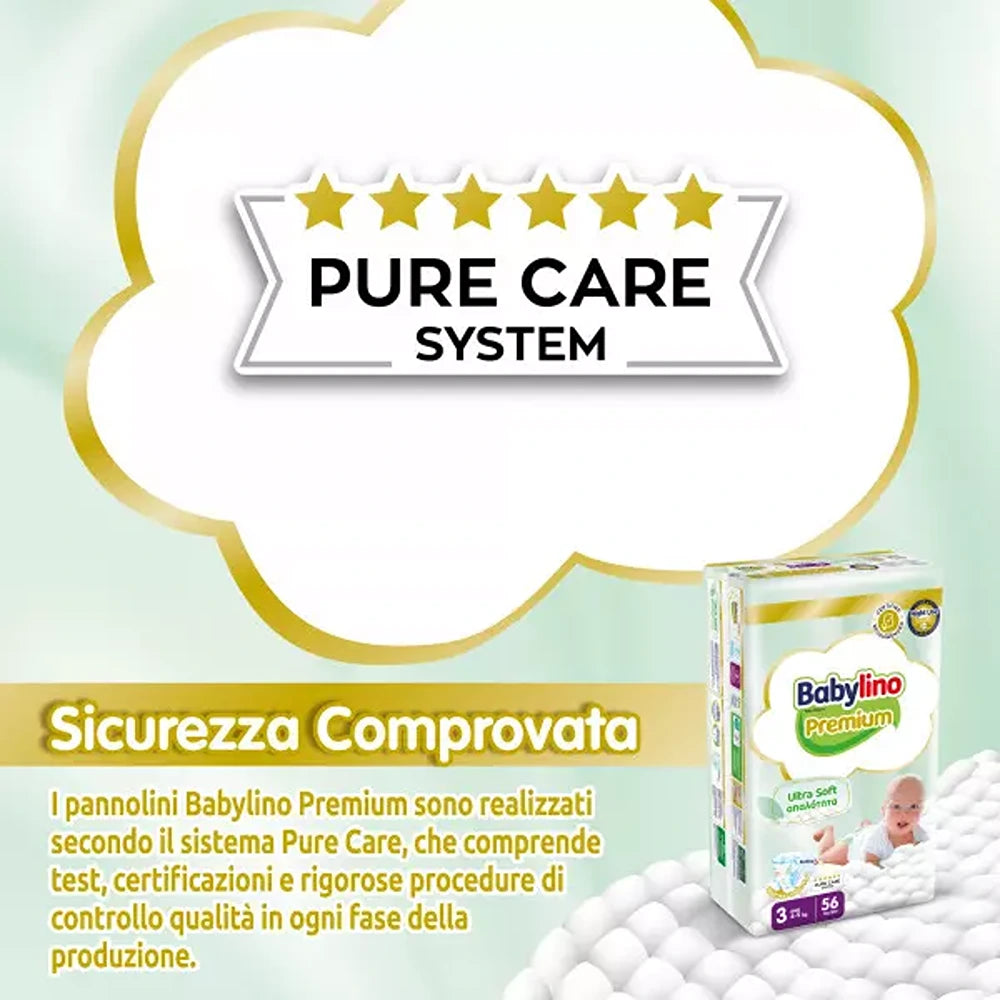 Babylino Premium Pannolini 3 Midi 4-9 kg 56 Pezzi