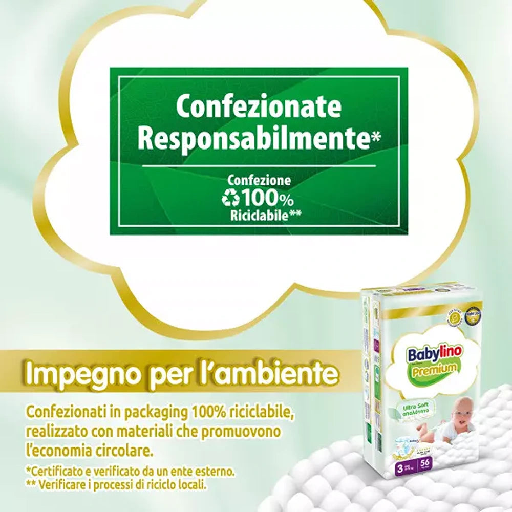 Babylino Premium Pannolini 3 Midi 4-9 kg 56 Pezzi