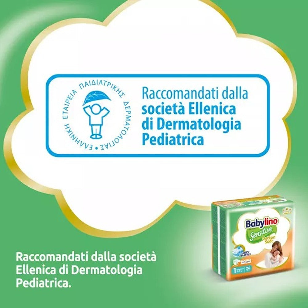 Babylino Sensitive Cotton Soft Pannolini 1 Newborn 2-5 kg 26 Pezzi