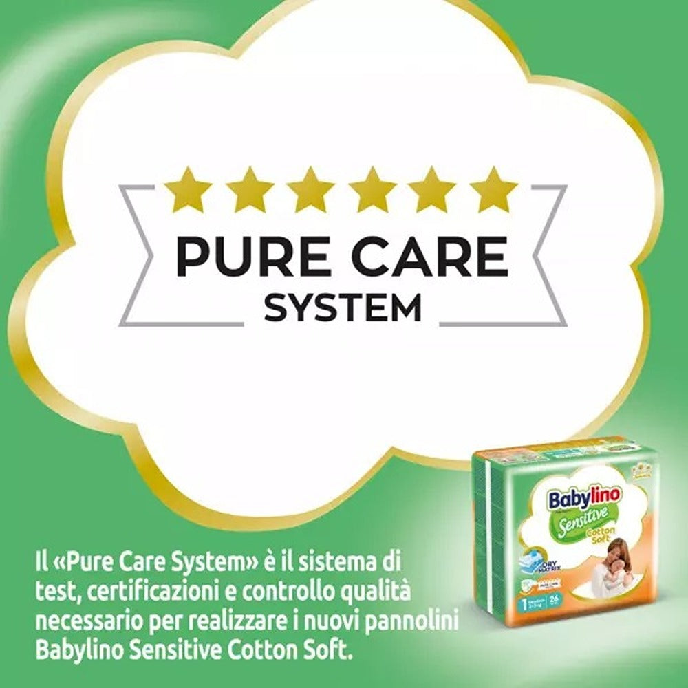 Babylino Sensitive Cotton Soft Pannolini 1 Newborn 2-5 kg 26 Pezzi