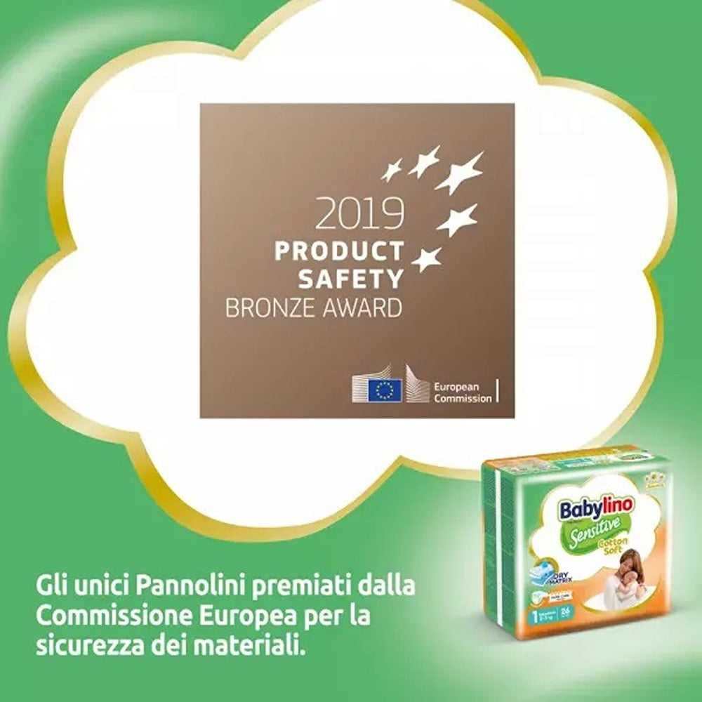 Babylino Sensitive Cotton Soft Pannolini 1 Newborn 2-5 kg 26 Pezzi