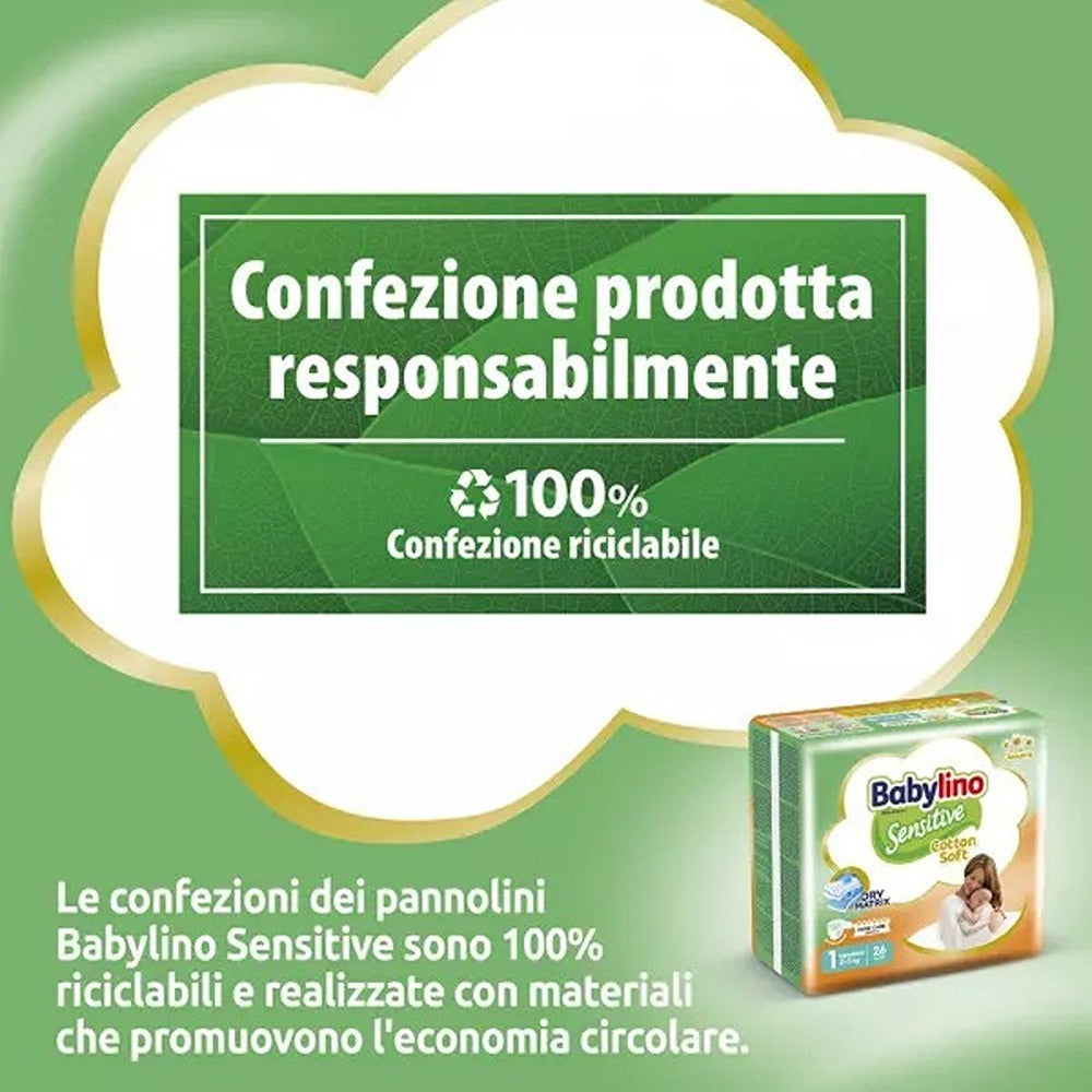 Babylino Sensitive Cotton Soft Pannolini 1 Newborn 2-5 kg 26 Pezzi