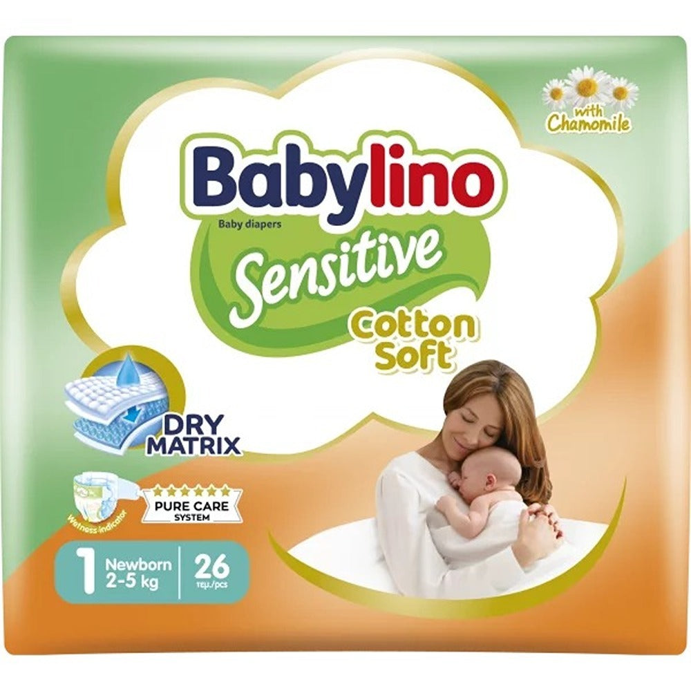 Babylino Sensitive Cotton Soft Pannolini 1 Newborn 2-5 kg 26 Pezzi