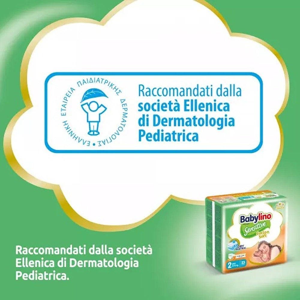 Babylino Sensitive Cotton Soft Pannolini 2 Mini 3-6 kg 64 Pezzi