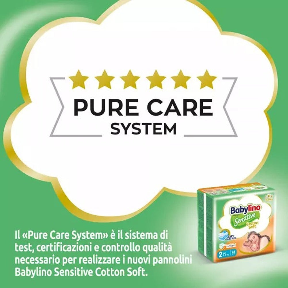 Babylino Sensitive Cotton Soft Pannolini 2 Mini 3-6 kg 64 Pezzi