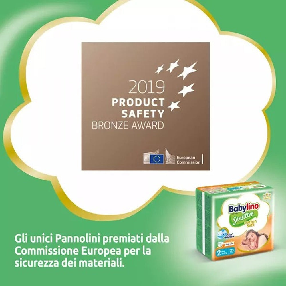 Babylino Sensitive Cotton Soft Pannolini 2 Mini 3-6 kg 64 Pezzi