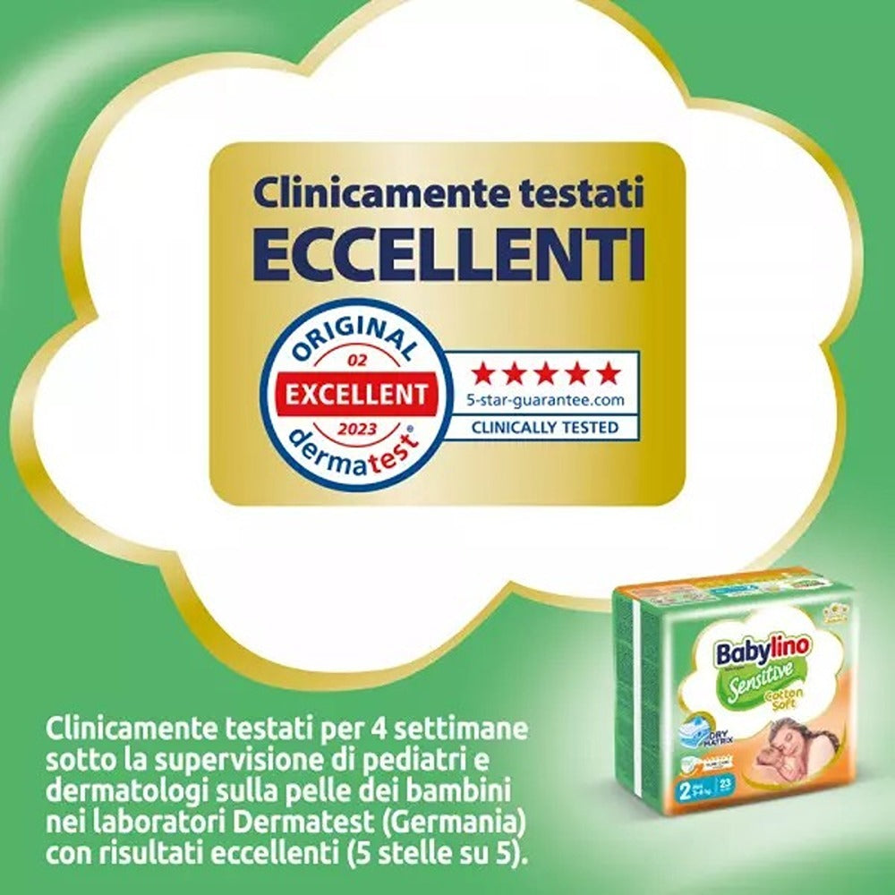 Babylino Sensitive Cotton Soft Pannolini 2 Mini 3-6 kg 64 Pezzi