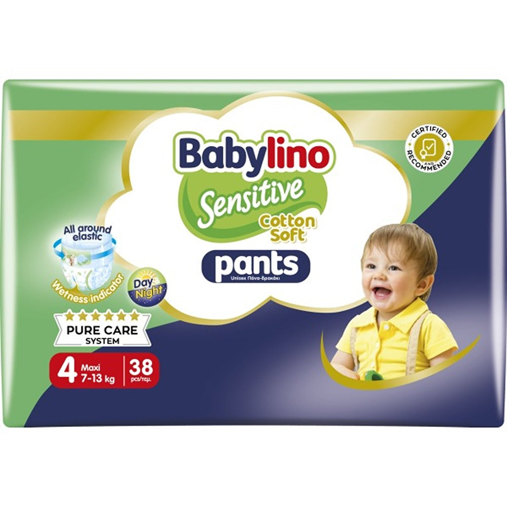 Babylino Sensitive Cotton Soft Pannolini Mutandina 4 Maxi  7-13 kg 38 Pezzi