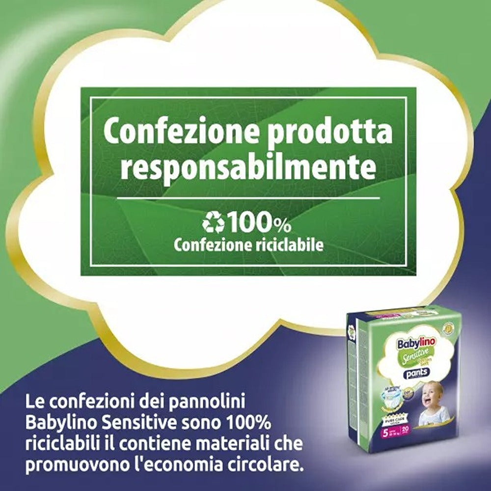 Babylino Sensitive Cotton Soft Pannolini Mutandina 5 junior  10-16 kg 34 Pezzi