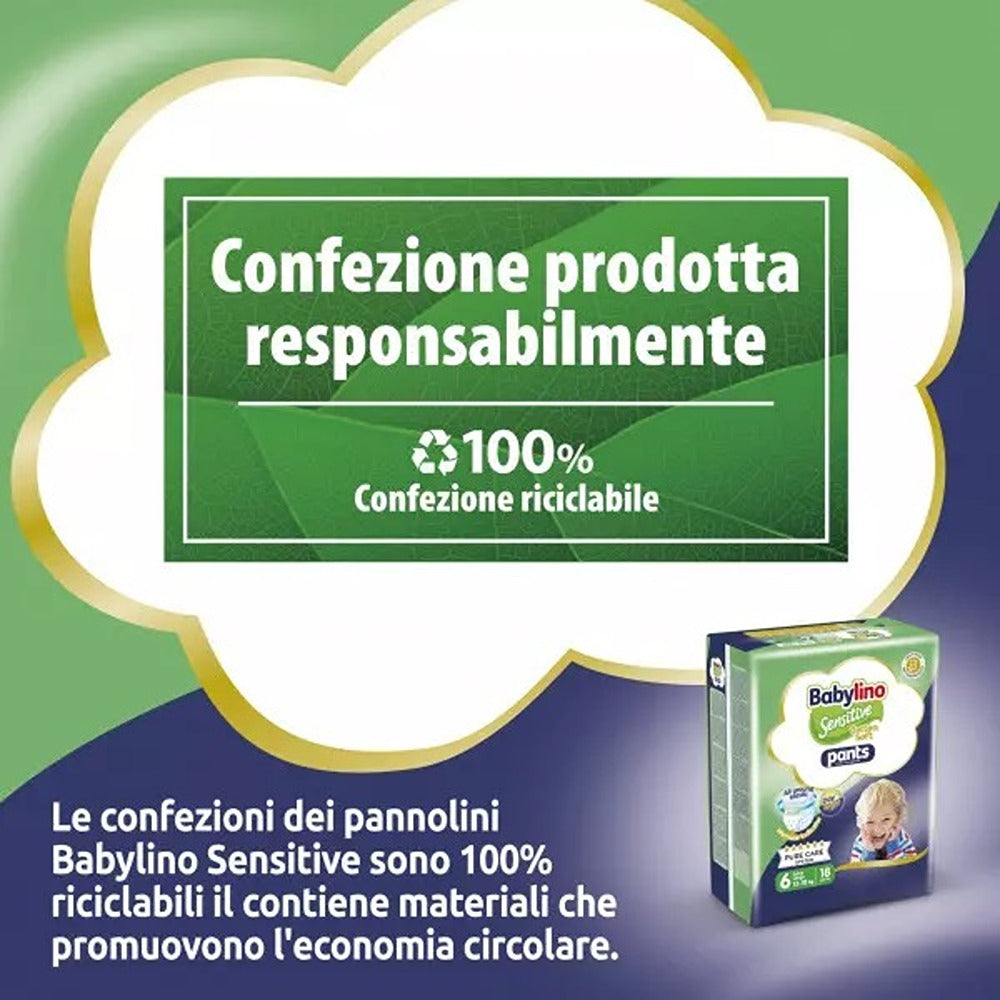Babylino Sensitive Cotton Soft Pannolini Mutandina 6 XL 13-18 kg 31 Pezzi