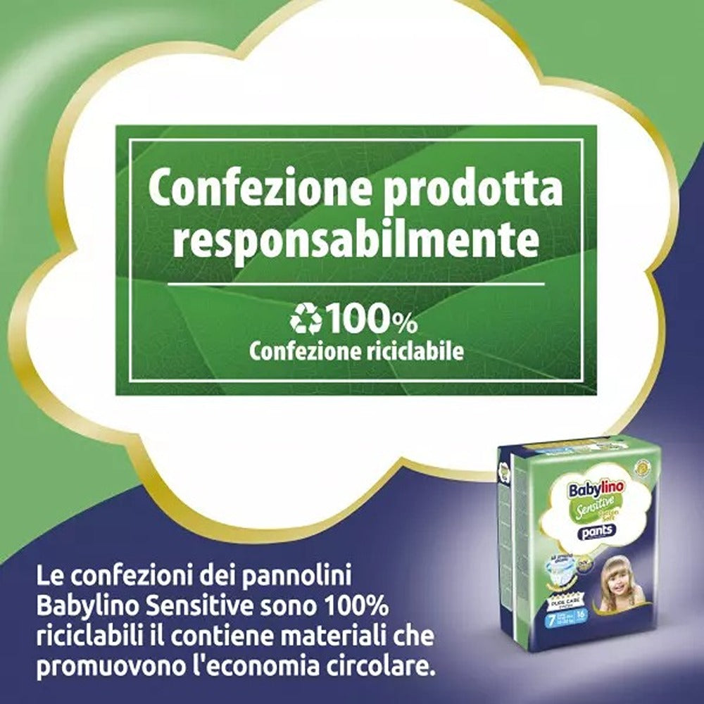 Babylino Sensitive Cotton Soft Pannolini Mutandina 7 XL Plus 15-25 kg 28 Pezzi
