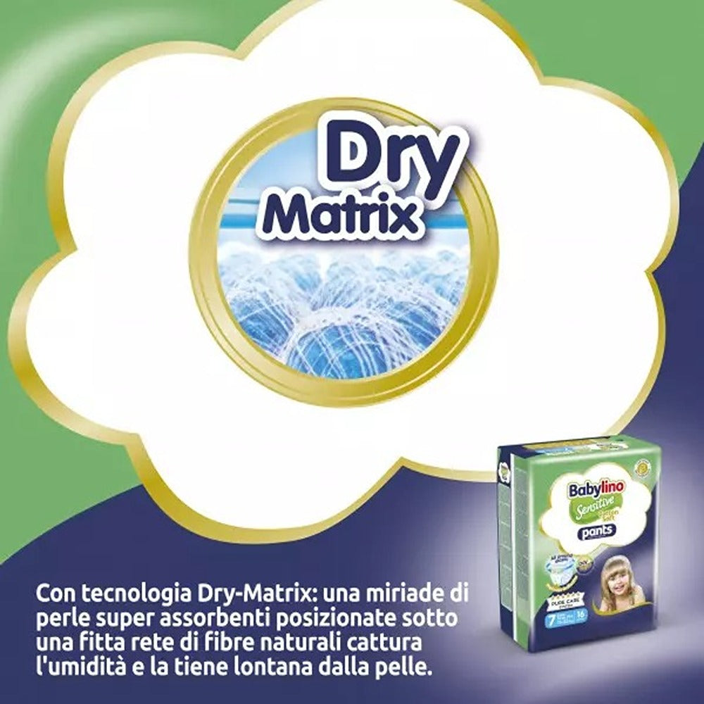 Babylino Sensitive Cotton Soft Pannolini Mutandina 7 XL Plus 15-25 kg 28 Pezzi