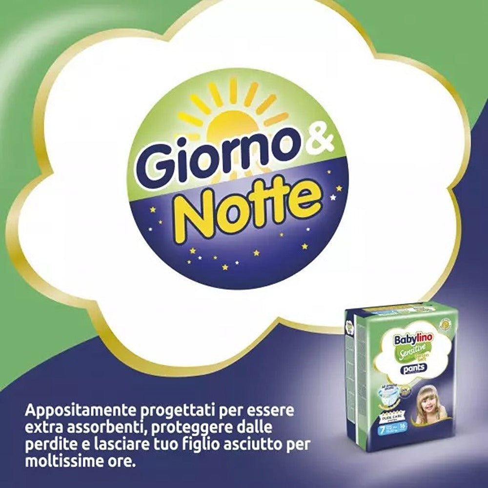 Babylino Sensitive Cotton Soft Pannolini Mutandina 7 XL Plus 15-25 kg 28 Pezzi