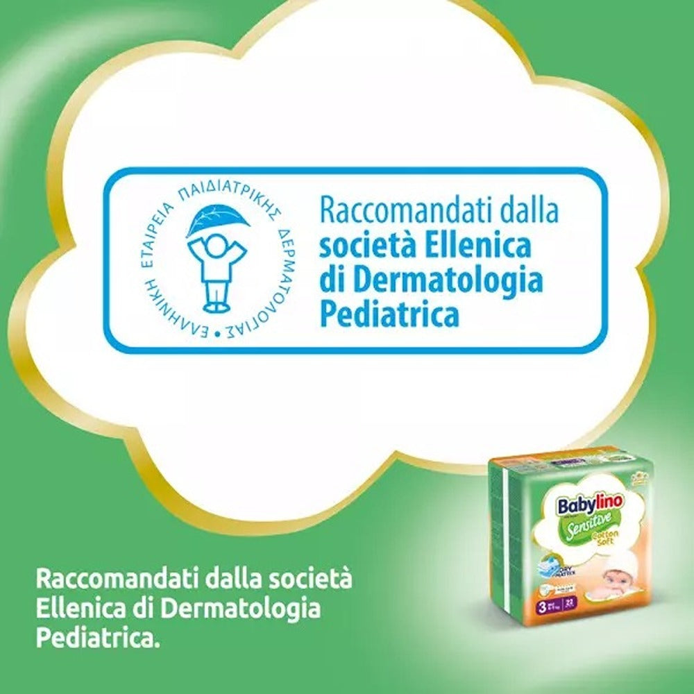 Babylino Sensitive Cotton Soft Pannolini 3 Midi 4-9 kg 56 Pezzi