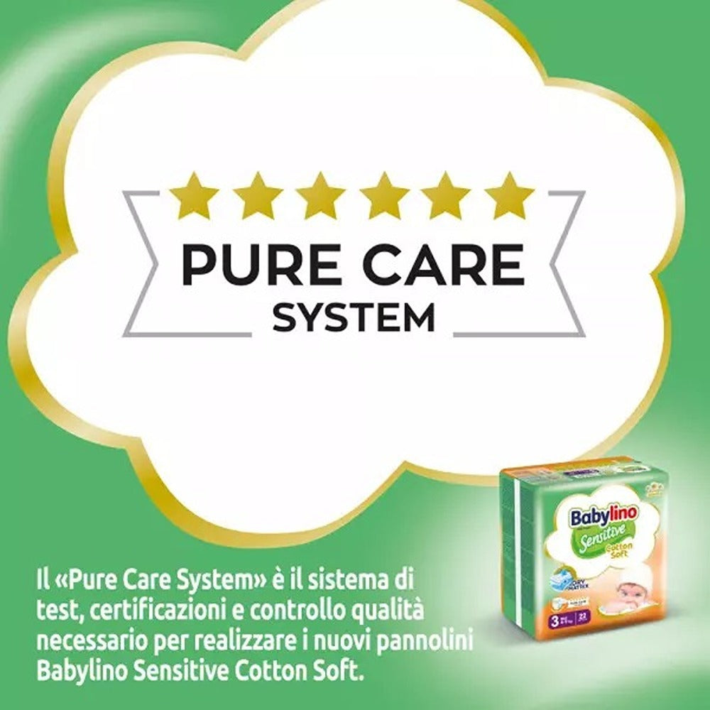 Babylino Sensitive Cotton Soft Pannolini 3 Midi 4-9 kg 56 Pezzi