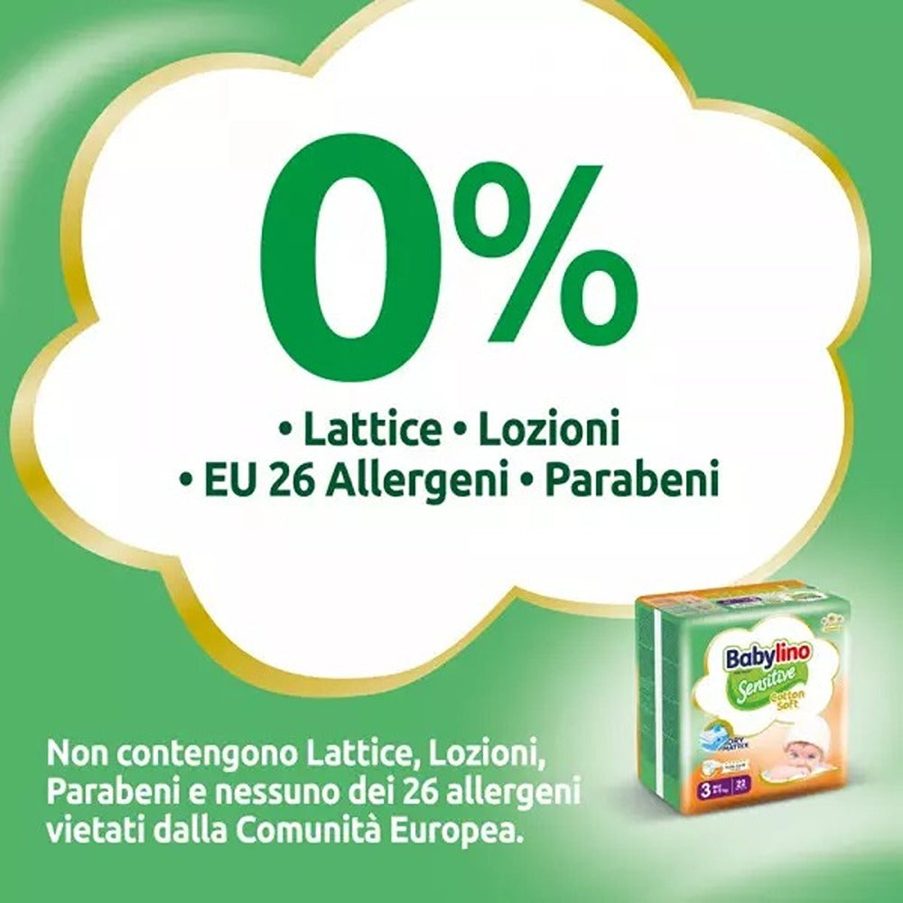 Babylino Sensitive Cotton Soft Pannolini 3 Midi 4-9 kg 56 Pezzi