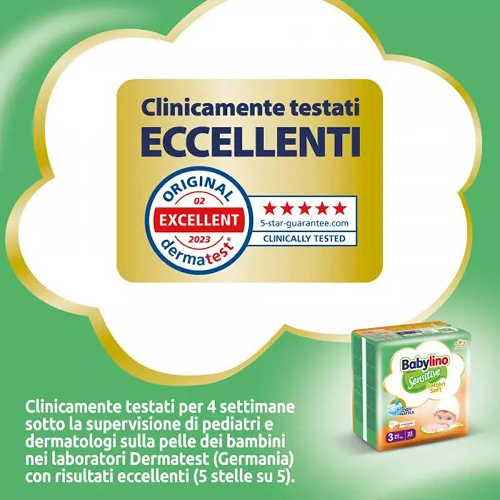 Babylino Sensitive Cotton Soft Pannolini 3 Midi 4-9 kg 56 Pezzi