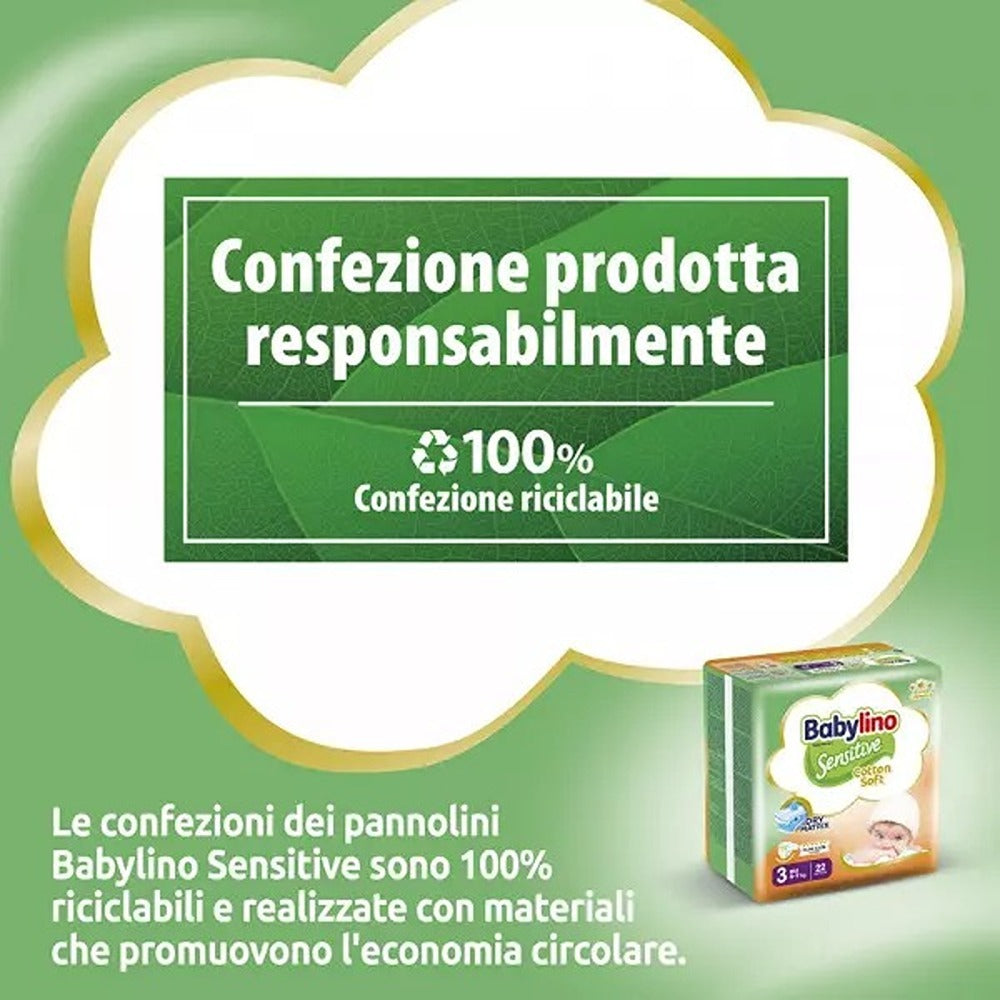 Babylino Sensitive Cotton Soft Pannolini 3 Midi 4-9 kg 56 Pezzi