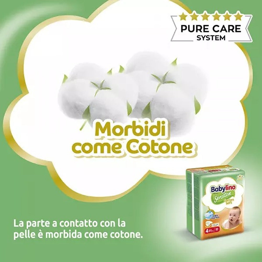Babylino Sensitive Cotton Soft Pannolini 4 Maxi 8-13 kg 50 Pezzi