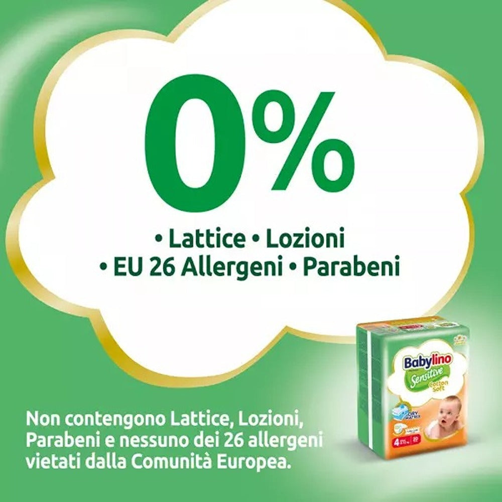 Babylino Sensitive Cotton Soft Pannolini 4 Maxi 8-13 kg 50 Pezzi