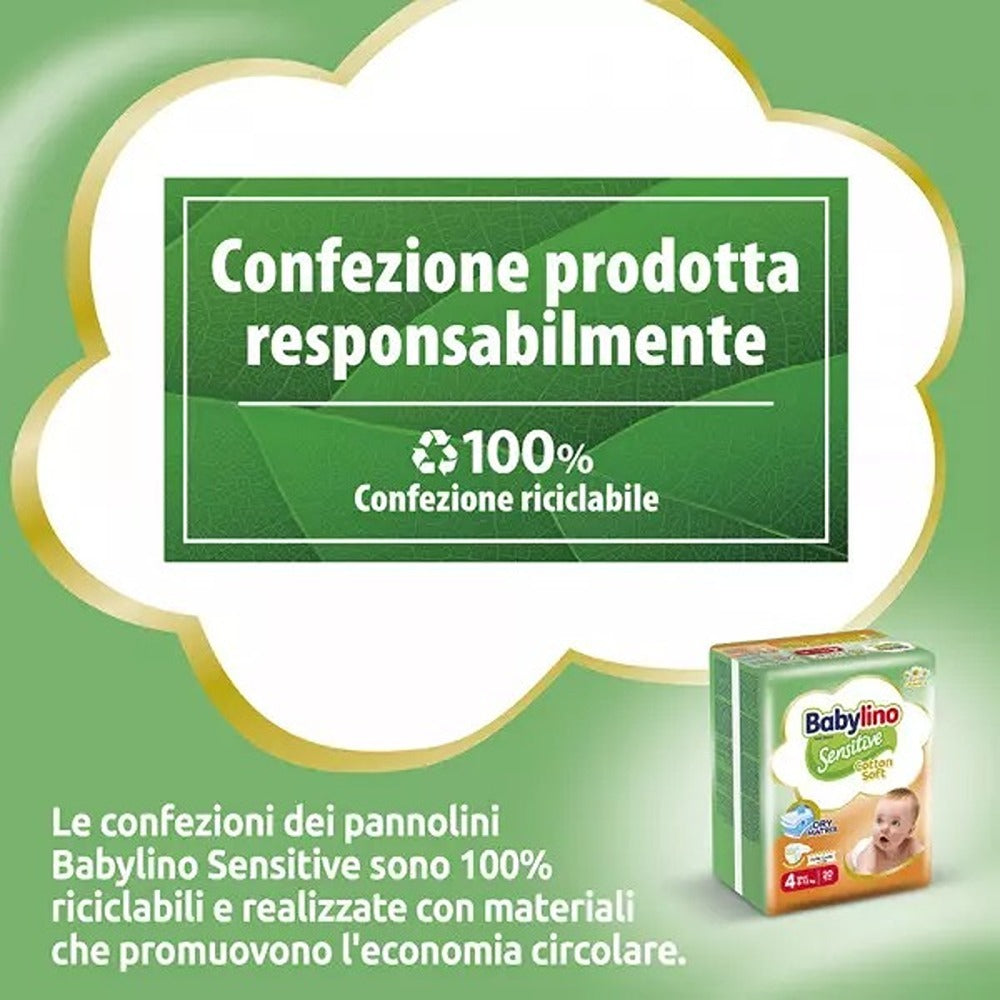 Babylino Sensitive Cotton Soft Pannolini 4 Maxi 8-13 kg 50 Pezzi