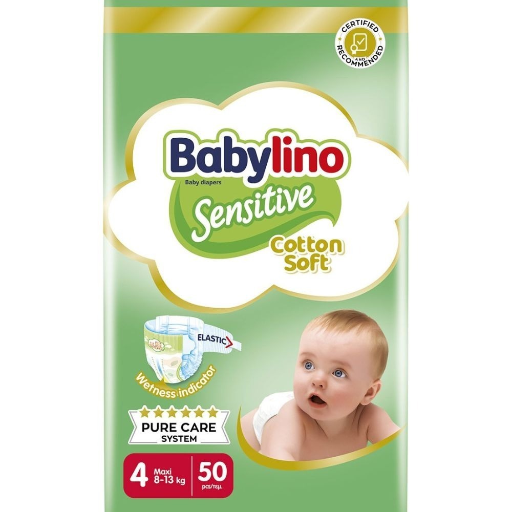 Babylino Sensitive Cotton Soft Pannolini 4 Maxi 8-13 kg 50 Pezzi
