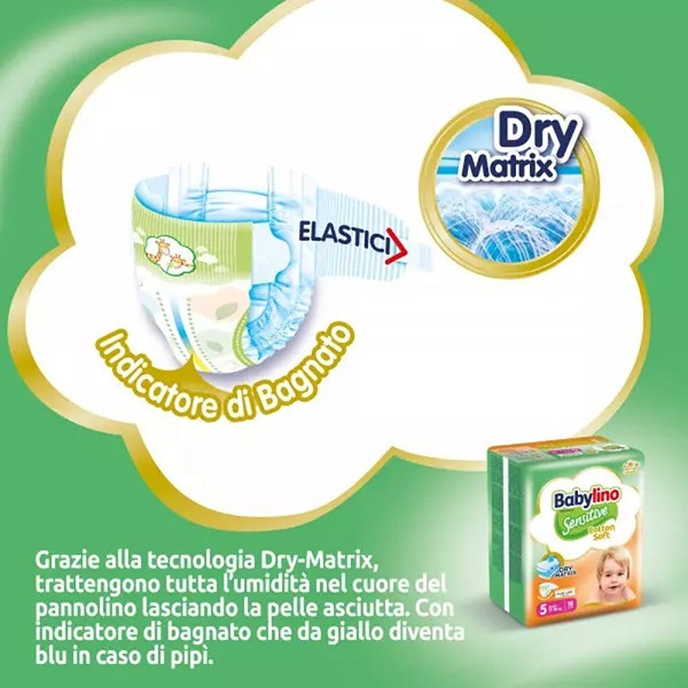 Babylino Sensitive Cotton Soft Pannolini 5 Junior 11-16 kg 44 Pezzi