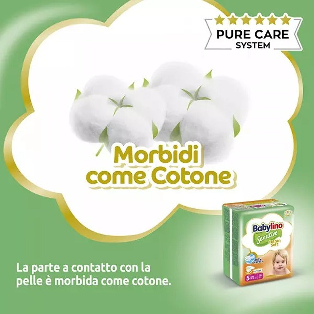 Babylino Sensitive Cotton Soft Pannolini 5 Junior 11-16 kg 44 Pezzi