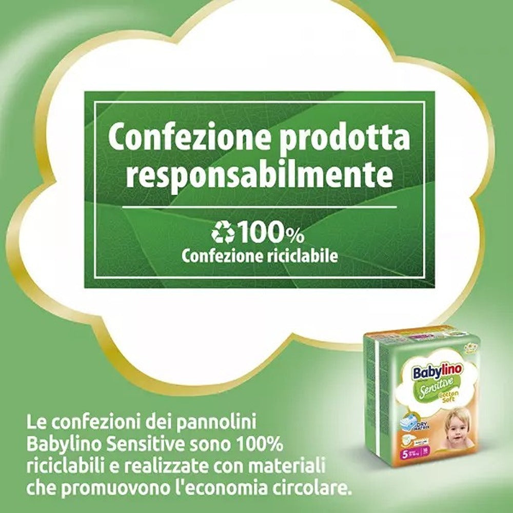 Babylino Sensitive Cotton Soft Pannolini 5 Junior 11-16 kg 44 Pezzi