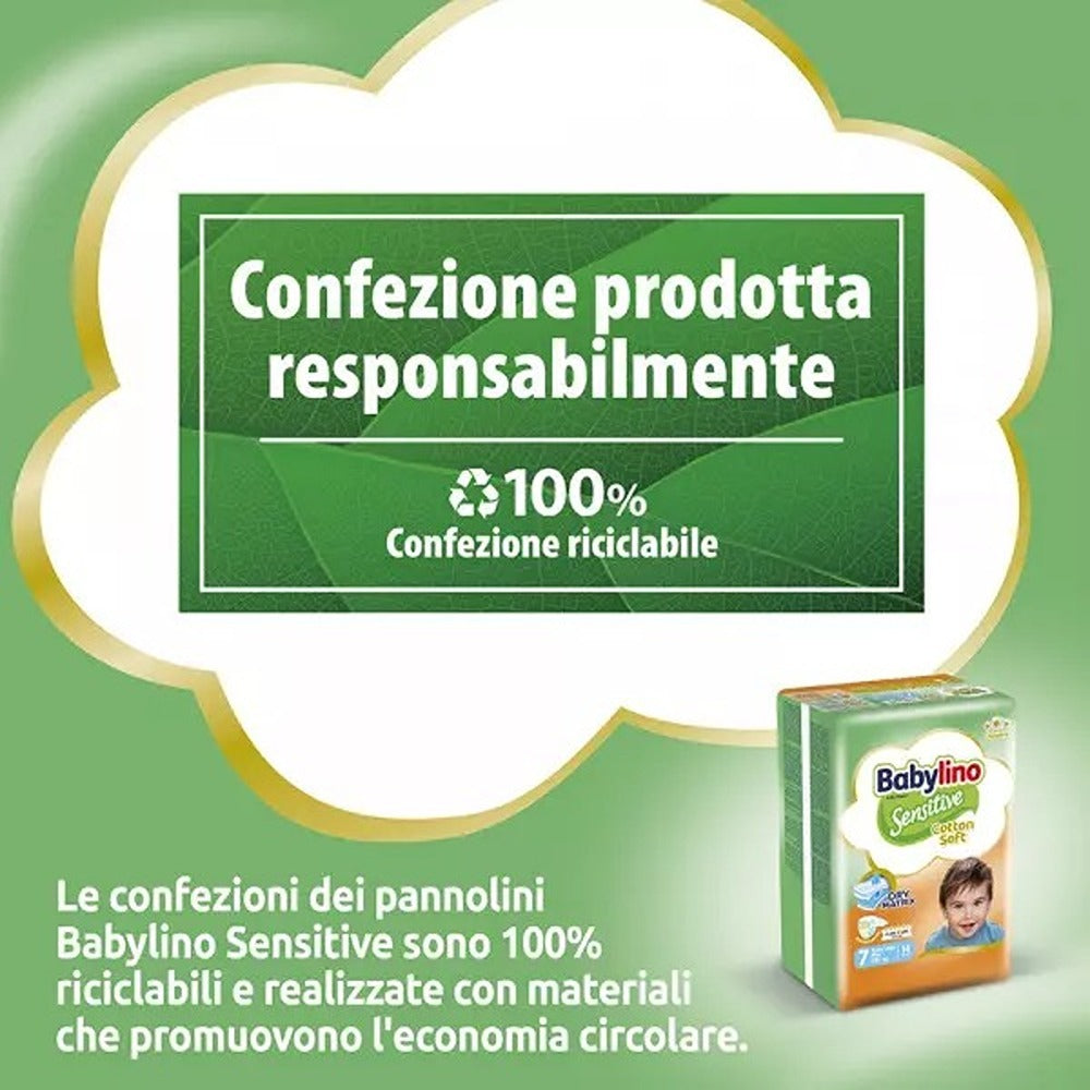 Babylino Sensitive Cotton Soft Pannolini 7 XL Plus 15+ kg 36 Pezzi