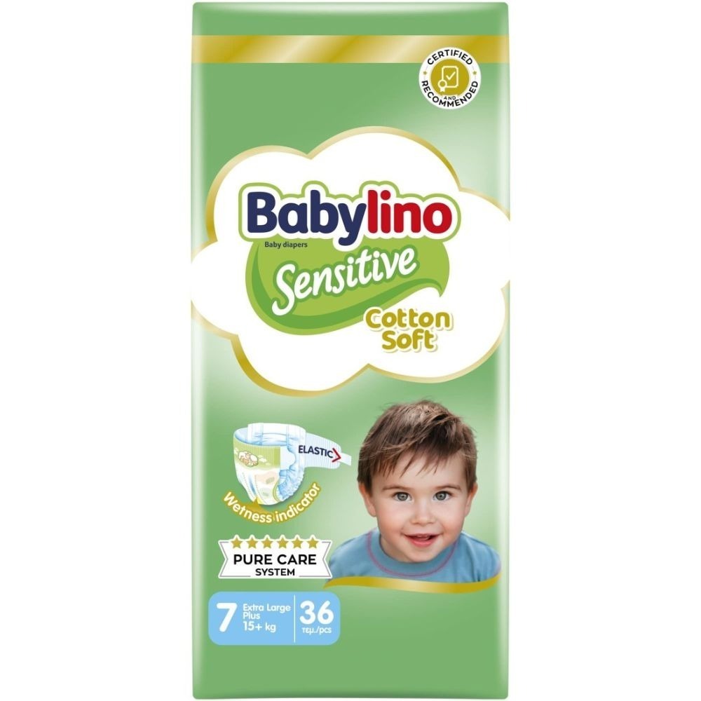 Babylino Sensitive Cotton Soft Pannolini 7 XL Plus 15+ kg 36 Pezzi