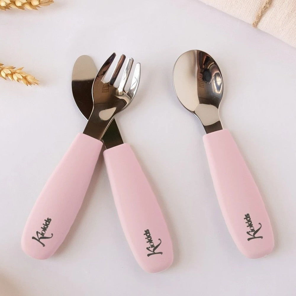 Kiokids Set 3 Posate In Acciaio Rosa