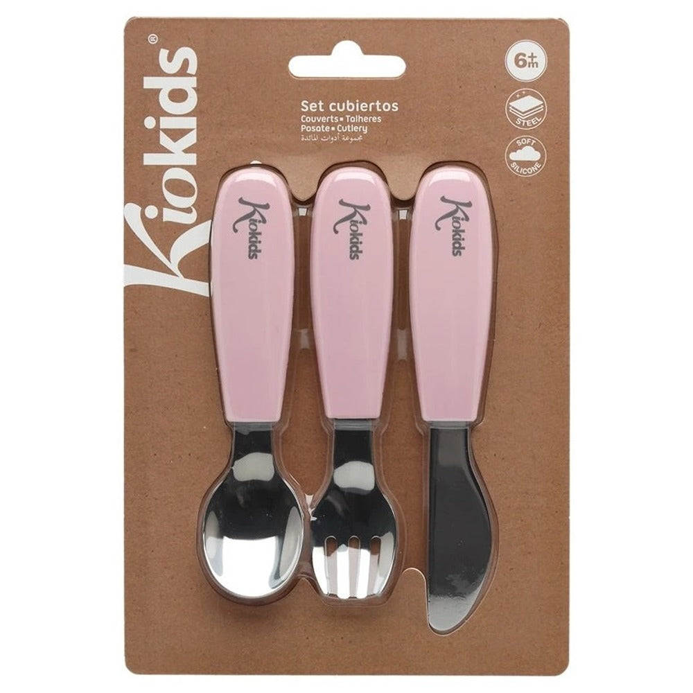 Kiokids Set 3 Posate In Acciaio Rosa