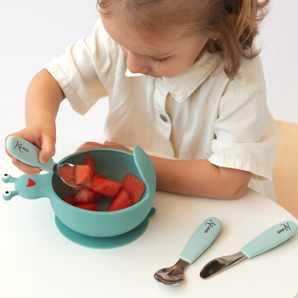 Kiokids Set 3 Posate In Acciaio Salvia