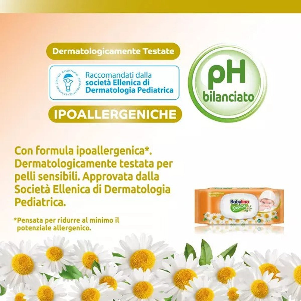Babylino Sensitive Salviettine  Alla Camomilla 98% Naturale 54 Pezzi