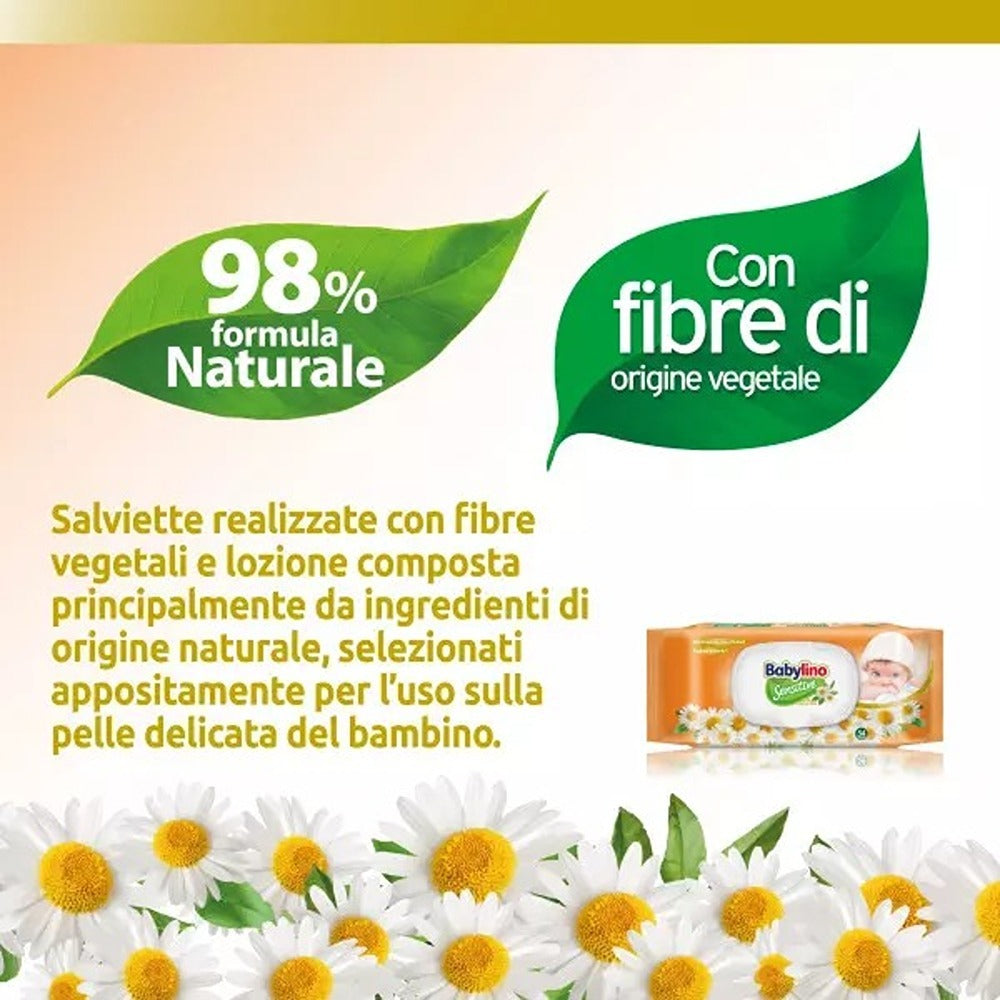 Babylino Sensitive Salviettine  Alla Camomilla 98% Naturale 54 Pezzi
