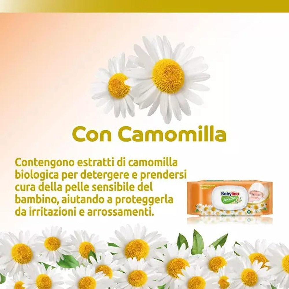 Babylino Sensitive Salviettine  Alla Camomilla 98% Naturale 54 Pezzi