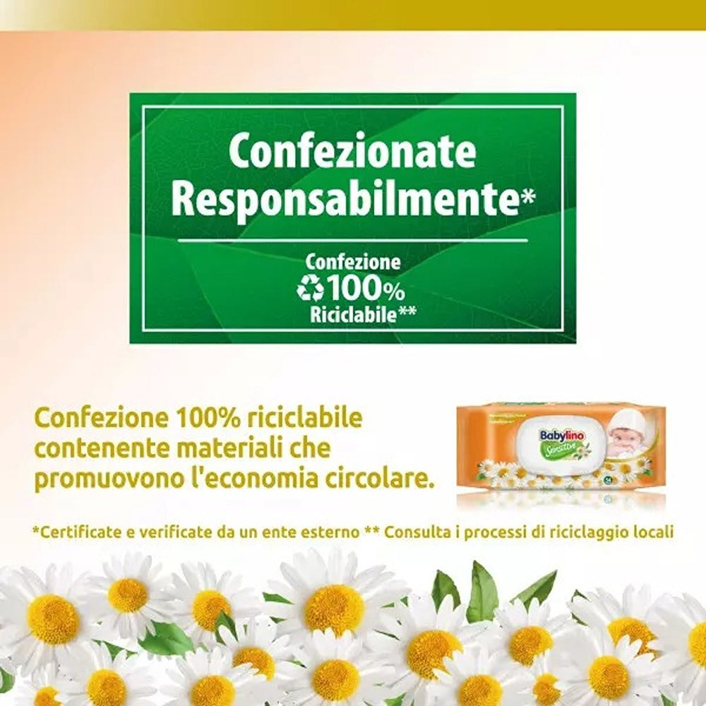Babylino Sensitive Salviettine  Alla Camomilla 98% Naturale 54 Pezzi