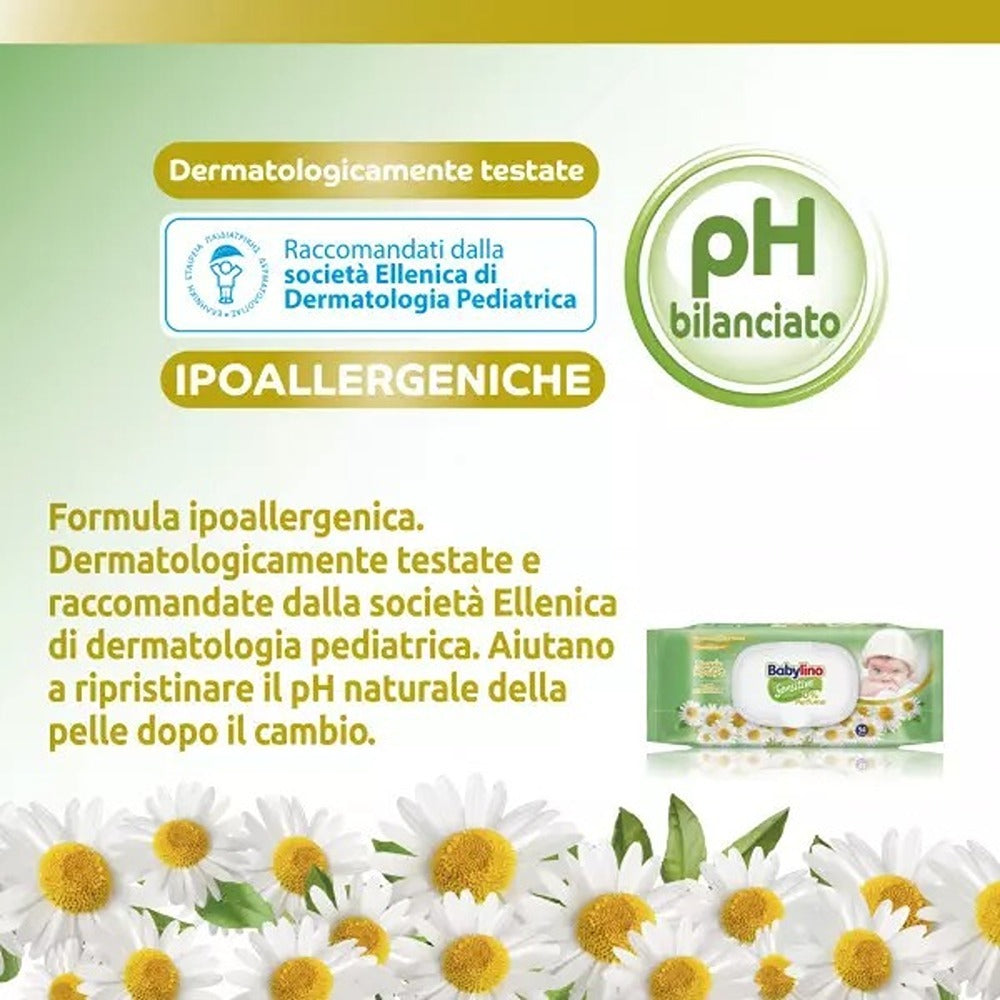 Babylino Sensitive Salviettine 0% Profumo 98% Naturale 54 Pezzi