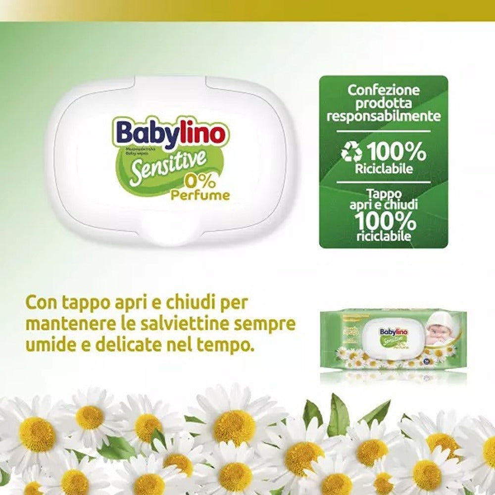 Babylino Sensitive Salviettine 0% Profumo 98% Naturale 54 Pezzi