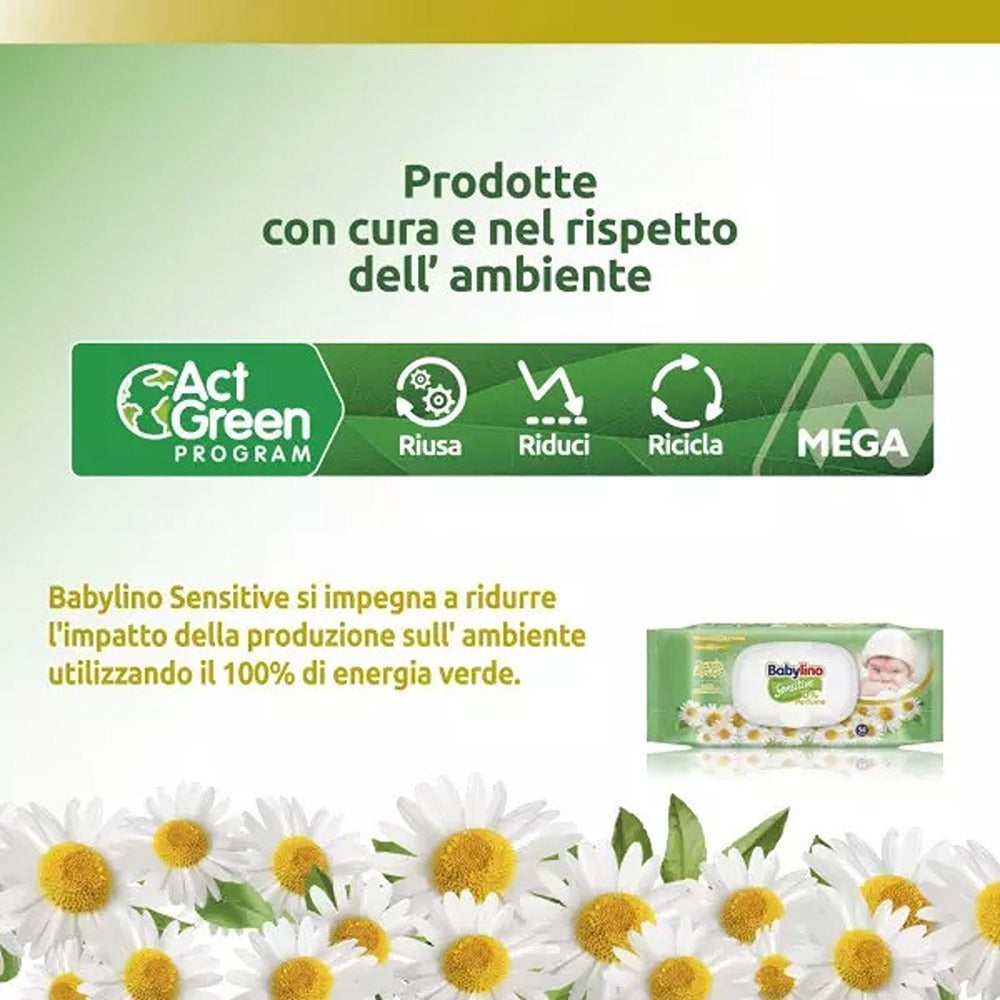 Babylino Sensitive Salviettine 0% Profumo 98% Naturale 54 Pezzi
