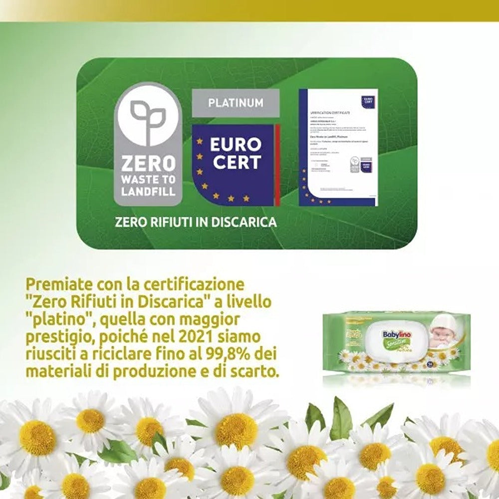 Babylino Sensitive Salviettine 0% Profumo 98% Naturale 54 Pezzi