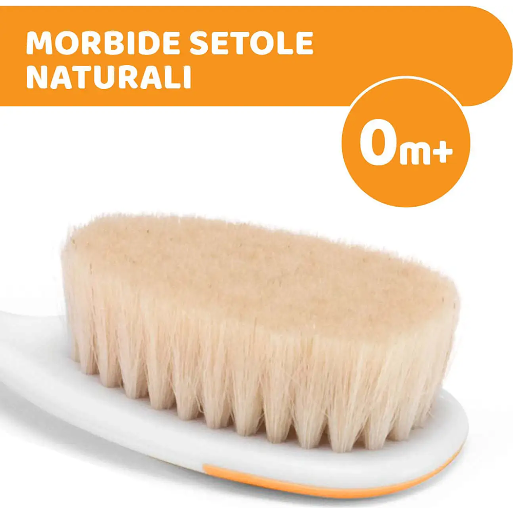 Chicco Spazzola E Pettine Con Setole Naturale Arancione