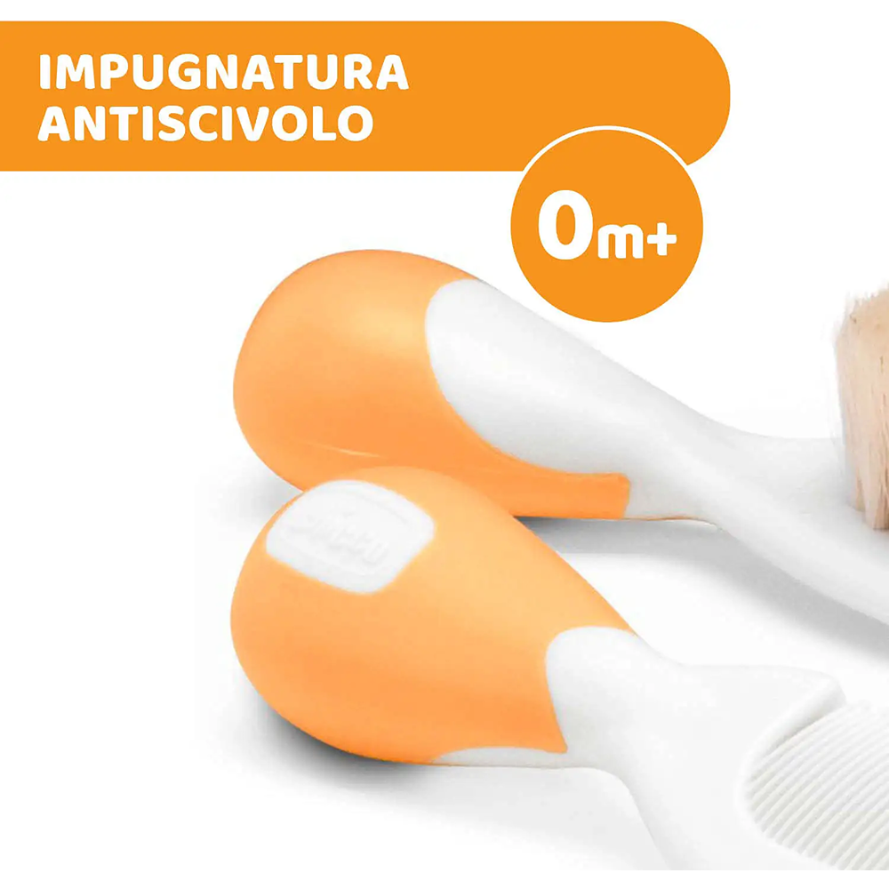 Chicco Spazzola E Pettine Con Setole Naturale Arancione